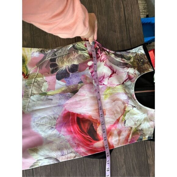 Ted Baker London Floral Print Milisa Pure Peony Tunic Dress Pink Black Size 6 - Picture 10 of 11
